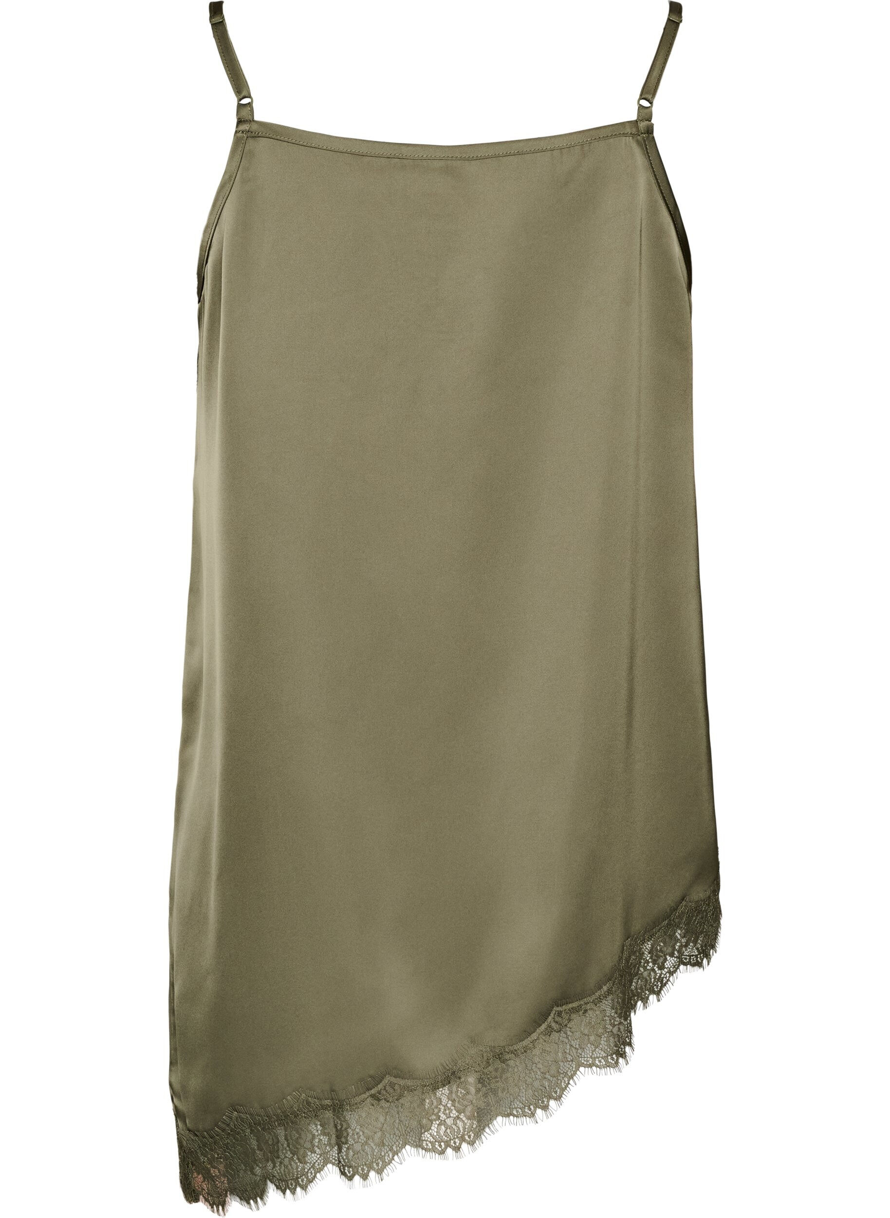 ZizzifashionStrappy top with lace and an asymmetrical hem, Green, Packshot image number 1