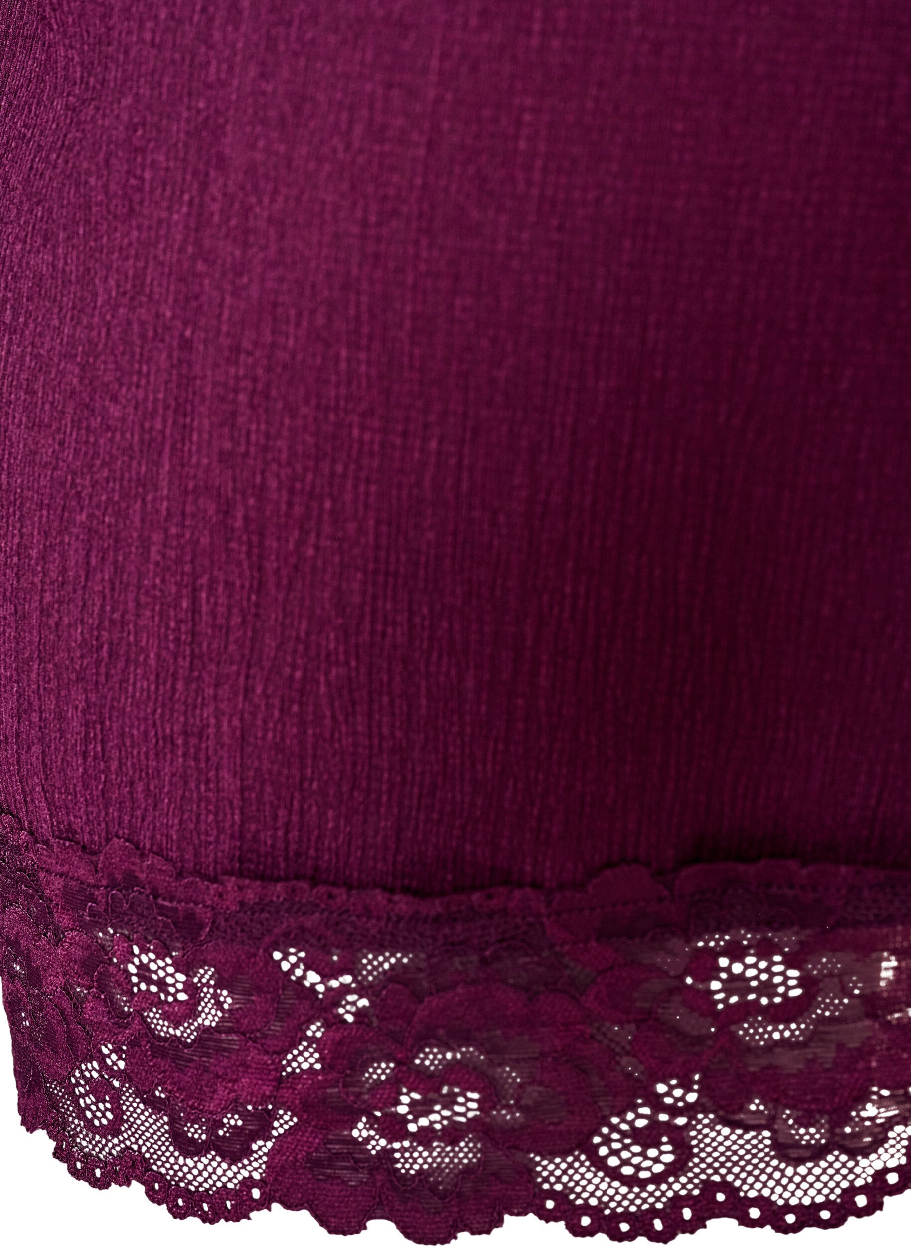 ZizzifashionJersey blouse with asymmetrical lace trim, Purple, Packshot image number 3
