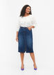 Denim midi skirt with slits, Blue, Model image number 0