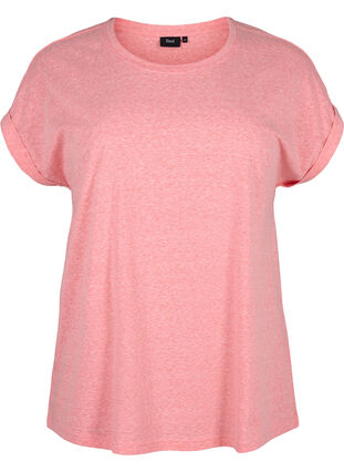 Melange t-shirt with short sleeves, Living Coral Mel., Packshot image number 0