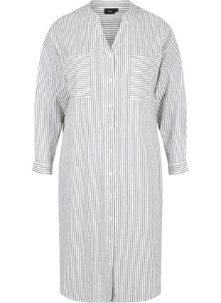 Striped cotton shirt dress, White Stripe, Packshot image number 0