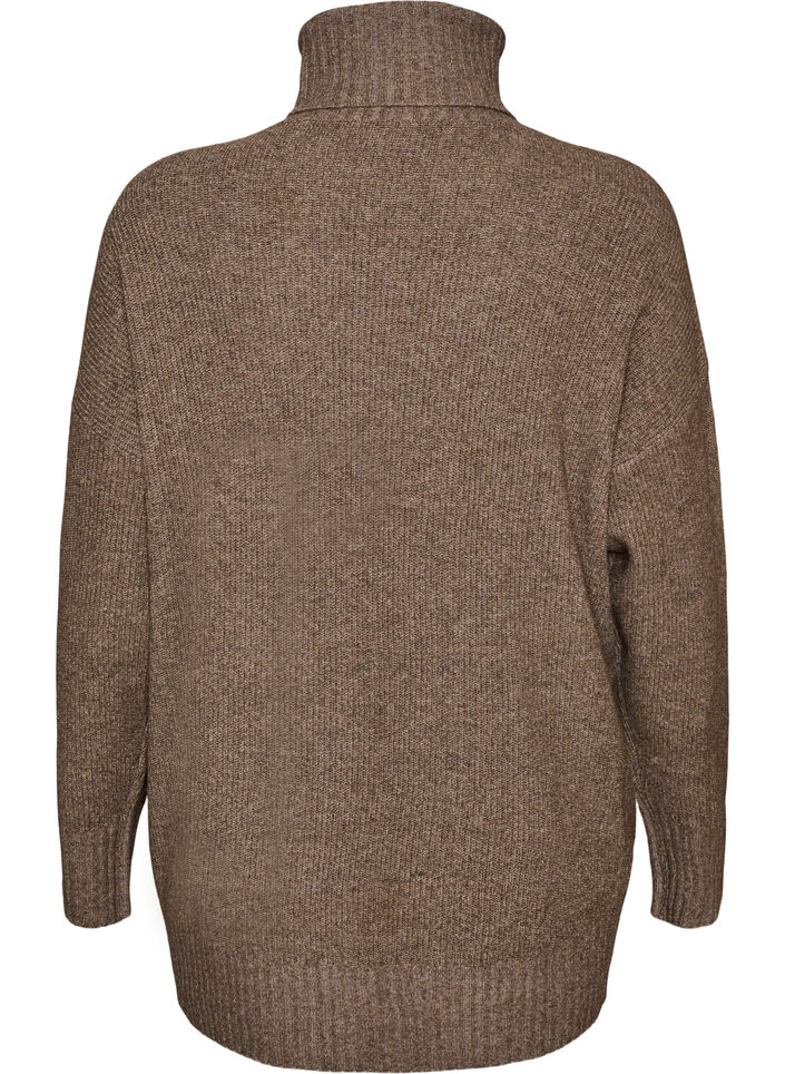 Loose knit jumper with a turtleneck, Brown, Packshot image number 1