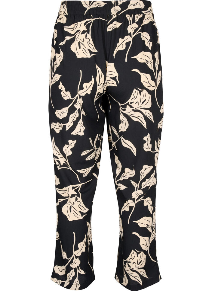 FLASH - Pants with print and pockets, Black Off White Fl., Packshot image number 1