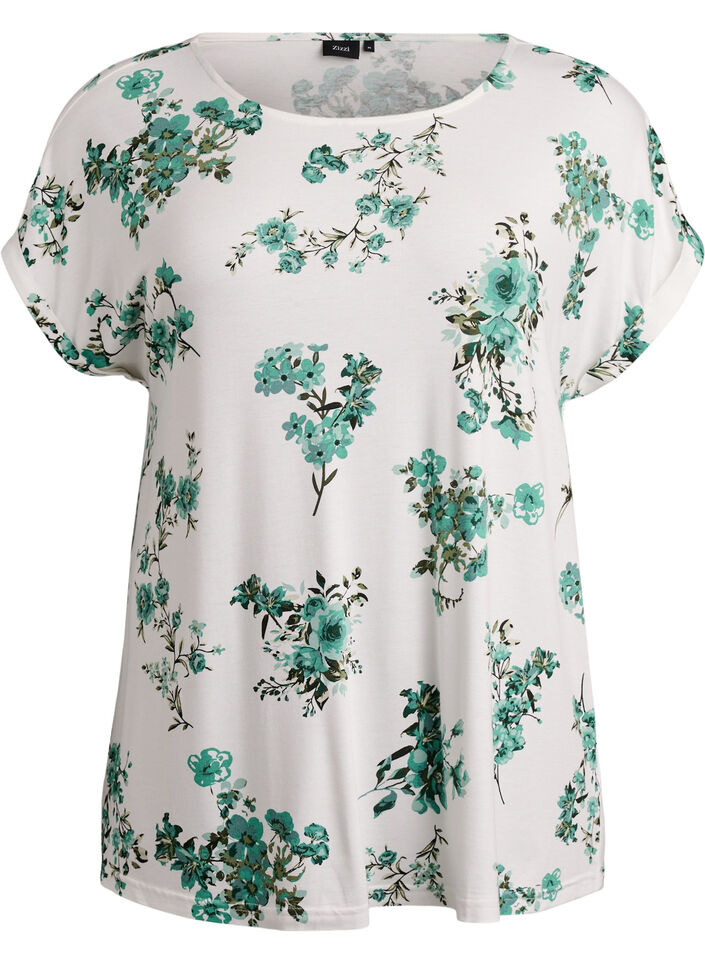 T-shirt with floral print, White, Packshot image number 0