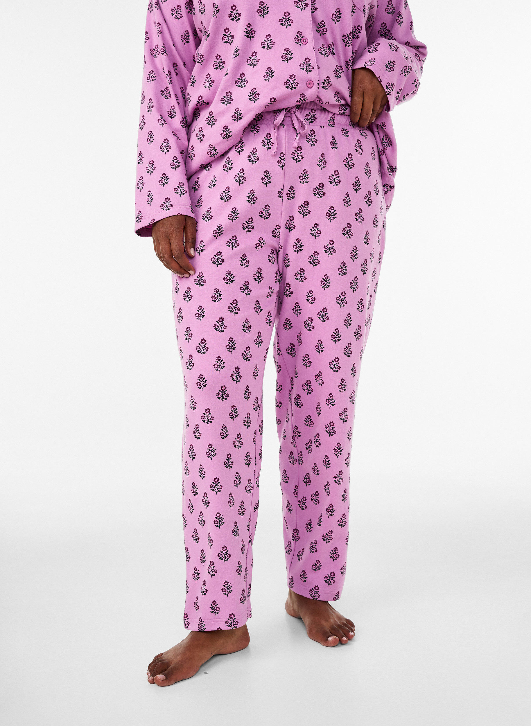 ZizzifashionCotton pyjama trousers with high waist, Rose, Model image number 2