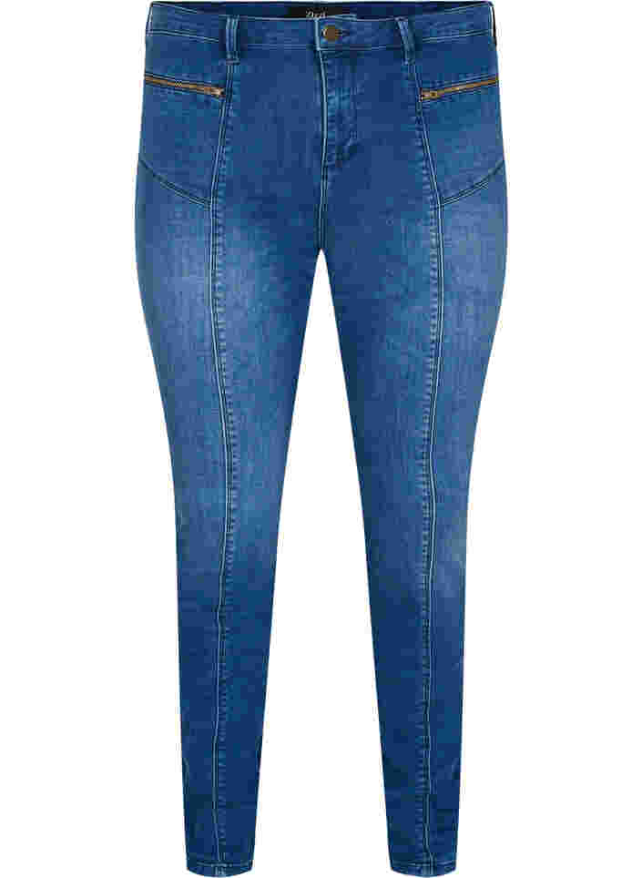 High rise, dual core Amy jeans, Blue denim, Packshot image number 0