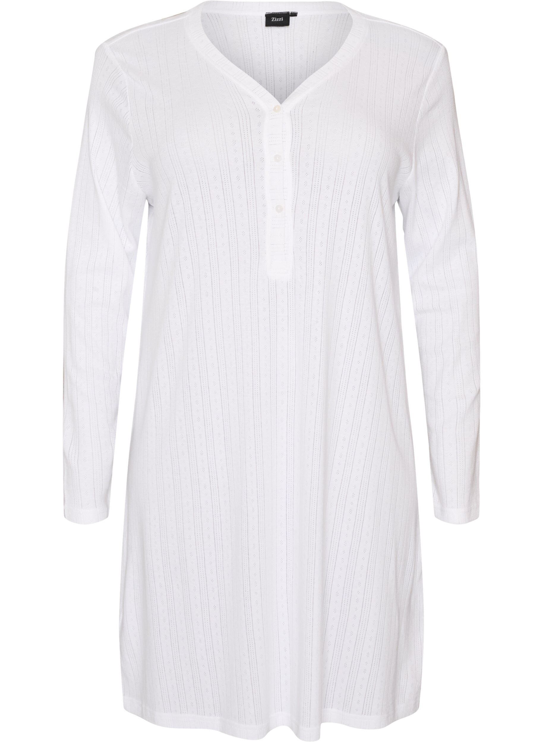 ZizzifashionNightgown in organic cotton with eyelet embroidery, White, Packshot image number 0