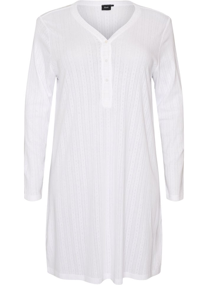Nightgown in organic cotton with eyelet embroidery, White, Packshot image number 0