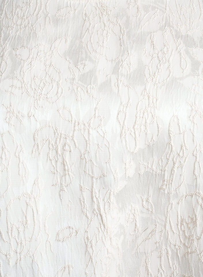 Blouse with jacquard pattern and puff sleeves, Vanilla, Packshot image number 2