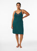 Sleeveless viscose nightgown with lace details, Green, Model image number 1