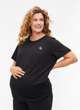 Maternity gym t-shirt, Black, Model image number 0