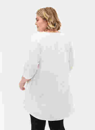 3/4 sleeve tunic in cotton, Bright White, Model image number 1