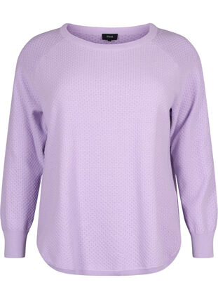 Pullover in organic cotton with texture pattern, Lavender, Packshot image number 0