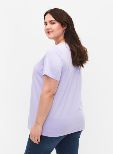 Cotton t-shirt with text print, Lavender W. Chicago, Model image number 1