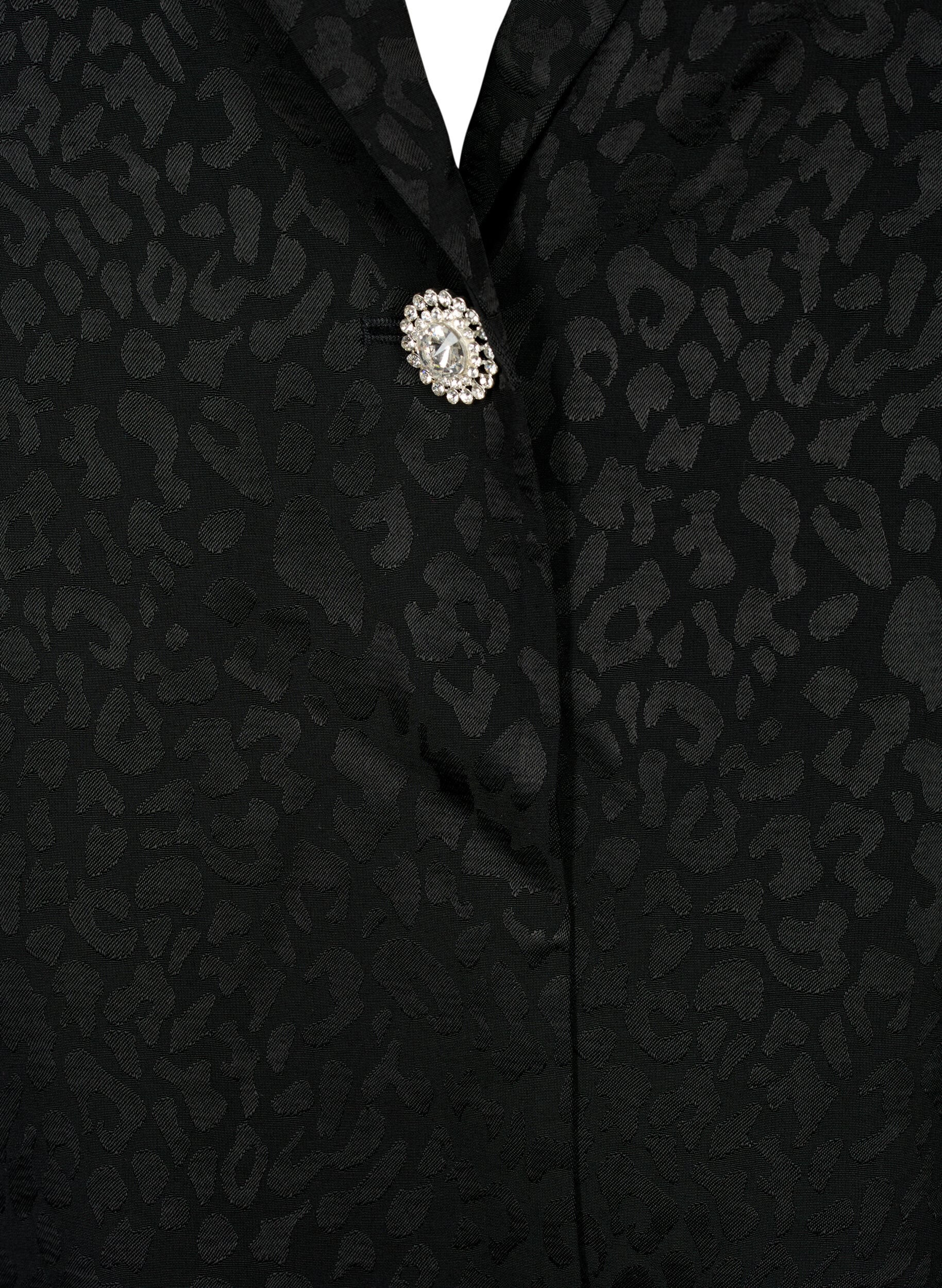 Zizzifashion Tone-on-tone jacquard blazer in viscose, Black, Packshot image number 2