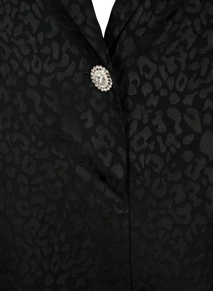 Tone-on-tone jacquard blazer in viscose, Black, Packshot image number 2