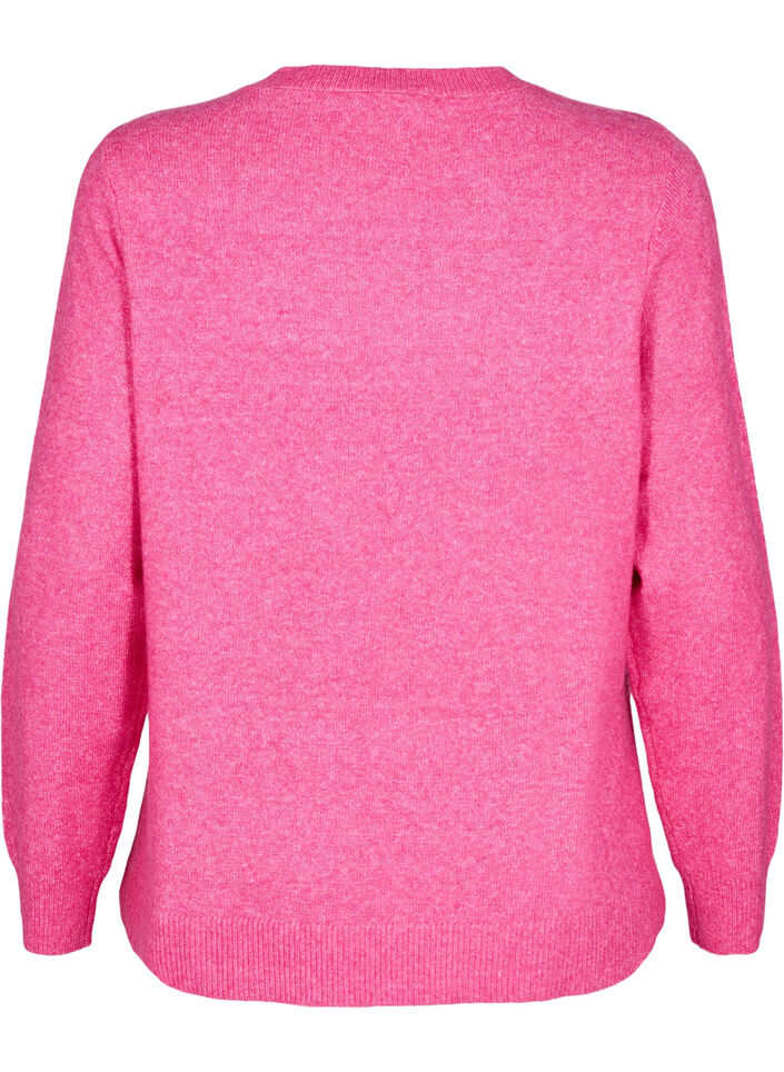 Knitted top with wool and slits, Raspberry Rose Mel., Packshot image number 1