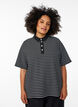 Striped polo shirt with short sleeves and buttons, Black, Model image number 0
