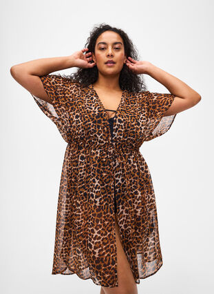 Beach kimono with print, Leopard, Model image number 0