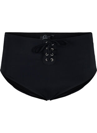 Bikini bottom with high waist and drawstring, Black, Packshot image number 0