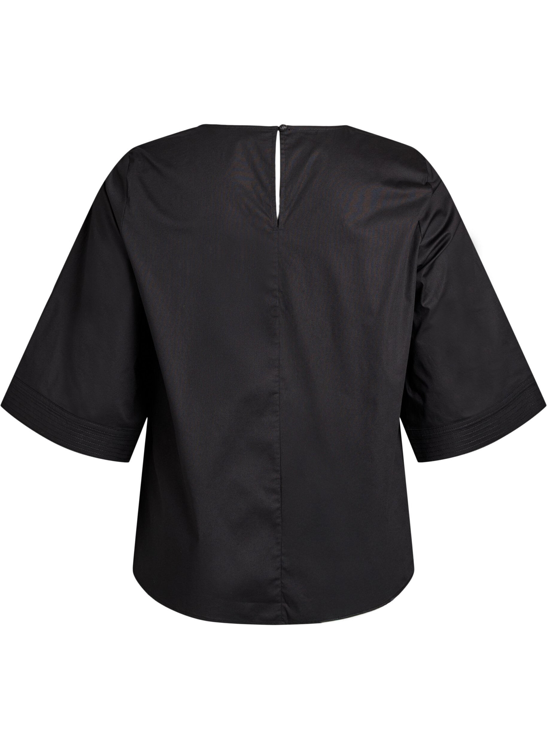 Zizzifashion Blouse with stitching details and 3/4 sleeves, Black, Packshot image number 1