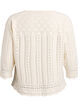 Knitted top with eyelet embroidery and 3/4 sleeves, Beige, Packshot image number 1
