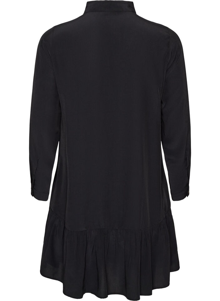 Short shirt dress with ruffle tier, Black, Packshot image number 1