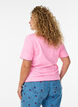 Cotton T-shirt with wavy contrasting edges, Pink, Model image number 2