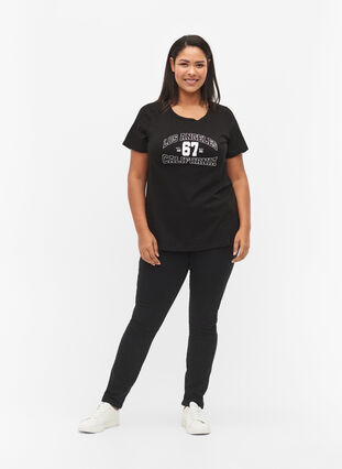 Cotton t-shirt with print on the front, Black LOS ANGELES, Model image number 2