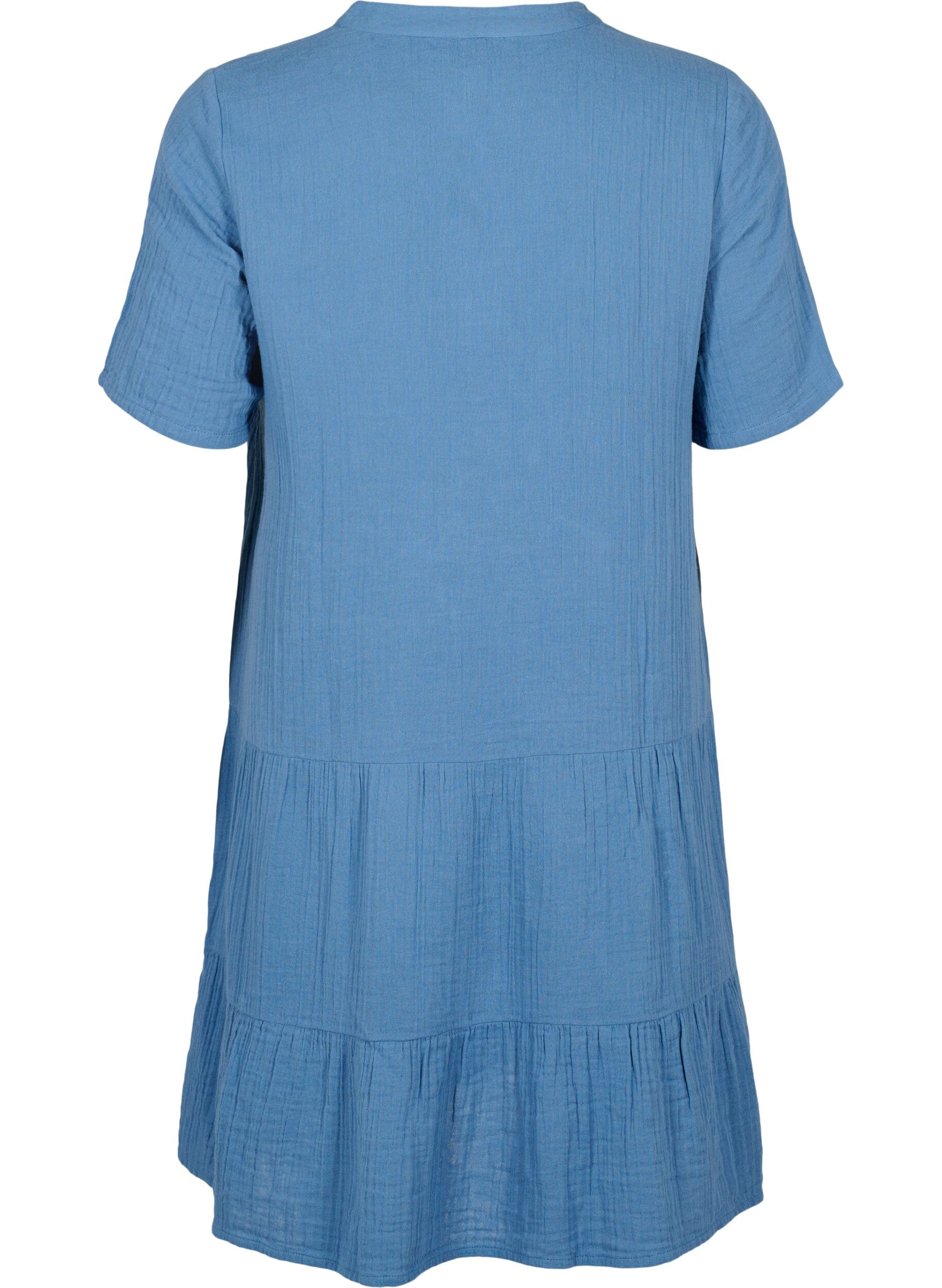 Zizzifashion Short sleeve dress in 100% cotton, Moonlight Blue, Packshot image number 1