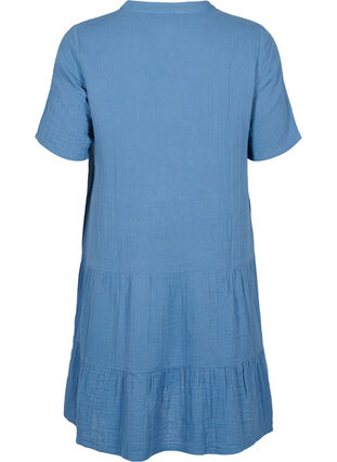 Short sleeve dress in 100% cotton, Moonlight Blue, Packshot image number 1