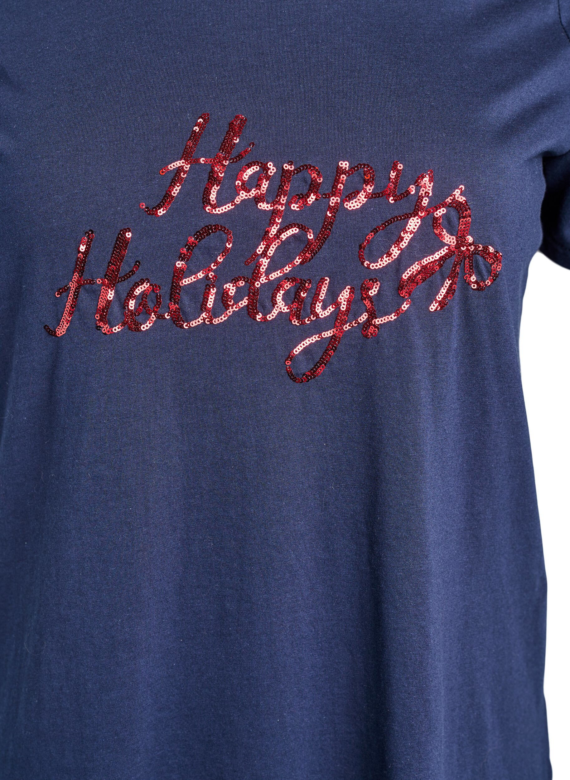 ZizzifashionChristmas t-shirt in organic cotton, Blue, Packshot image number 2