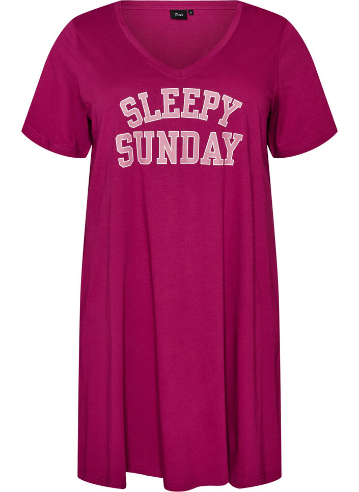 Organic cotton nightdress with V-neck, Red, Packshot image number 0