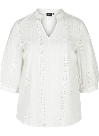 Cotton blouse with broderie anglaise