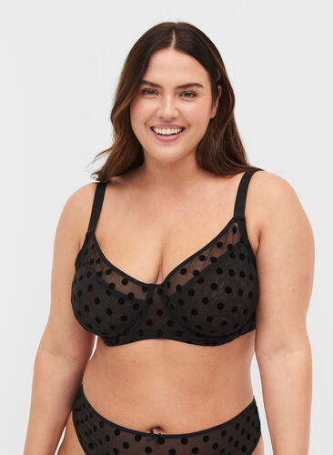 Figa bra with underwire and polka dots, Black, Model image number 0