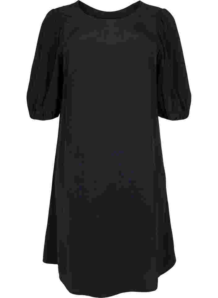 Viscose dress with back detail, Black, Packshot image number 0
