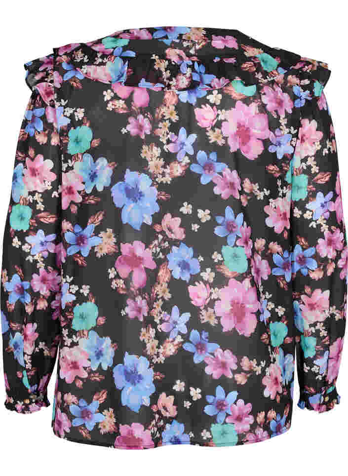 Floral blouse with tassel details, Bright Fall Print, Packshot image number 1