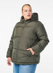 Short puffer jacket with a hood and two-way zipper, Dark Grey, Model image number 0