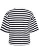 Striped blouse with 3/4 sleeves and button detail, Black, Packshot image number 1