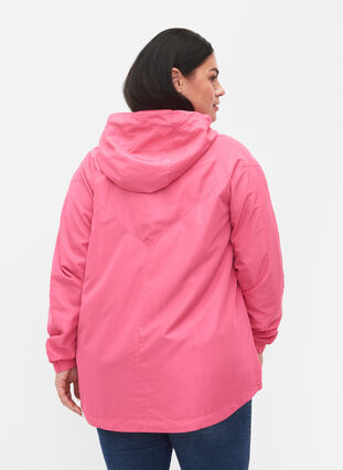Short jacket with hood and adjustable bottom, Hot Pink, Model image number 1