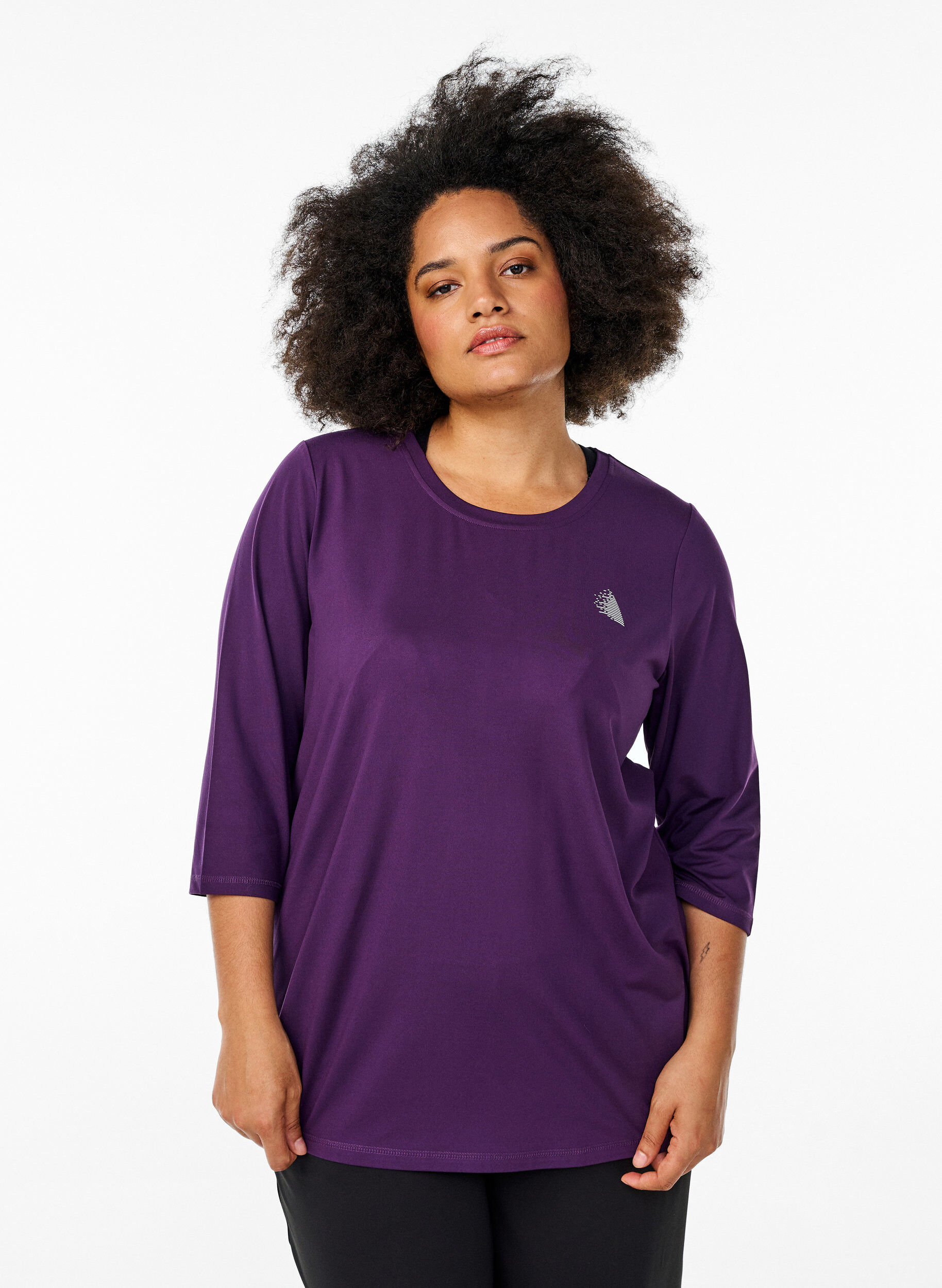 Zizzifashion Workout top with 3/4 sleeves, Purple, Model image number 0