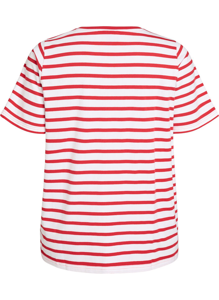 Striped T-shirt in organic cotton, Red, Packshot image number 1
