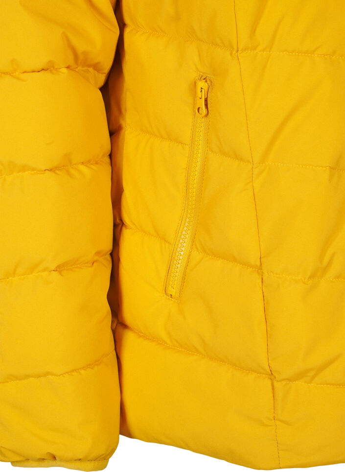 Short puffer jacket with hood, Yellow, Packshot image number 3