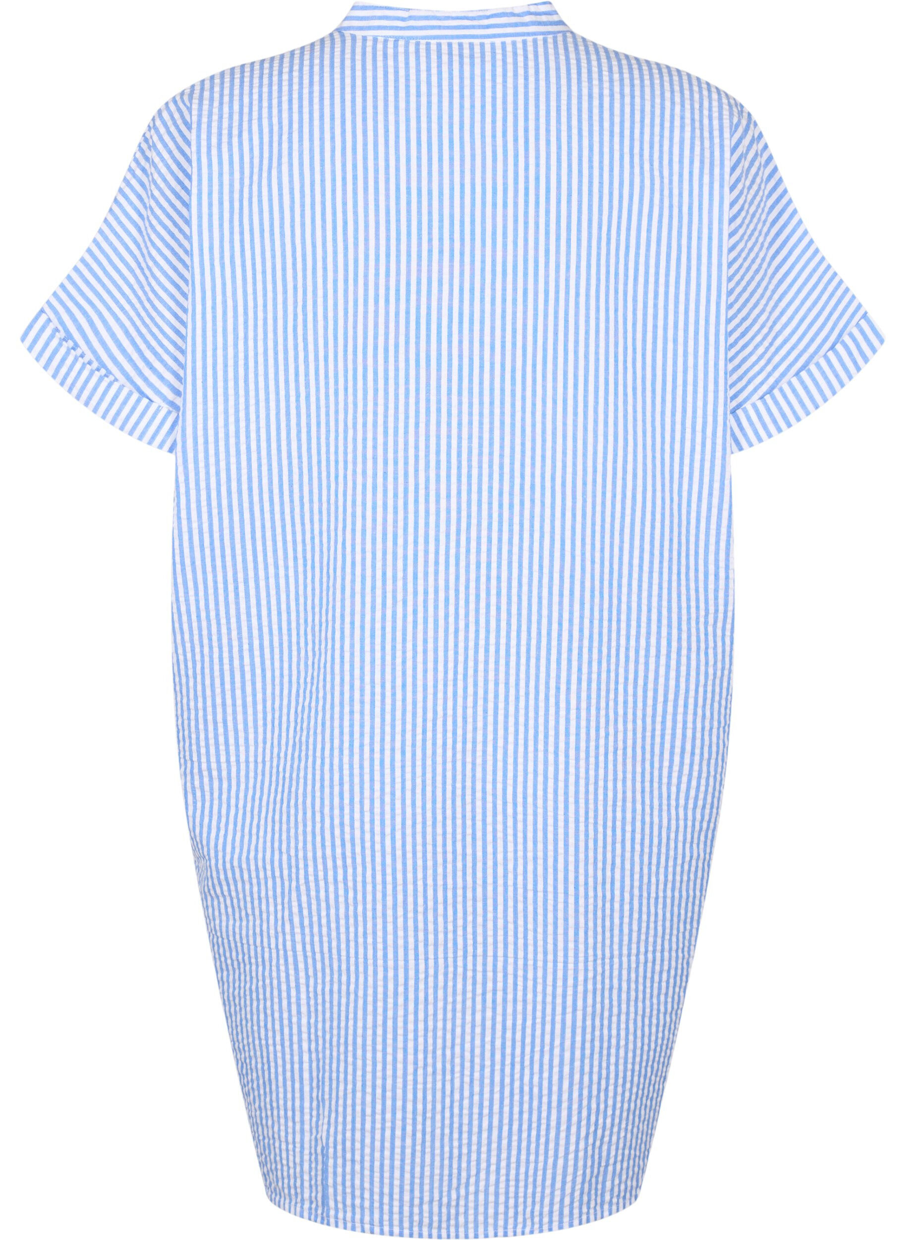 Zizzifashion Striped shirt with chest pockets, Light Blue Stripe , Packshot image number 1