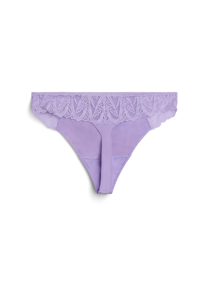 G-string briefs with lace and a regular waist, Purple, Packshot image number 1