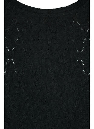Blouse with 3/4-sleeves and a structured pattern, Black, Packshot image number 2