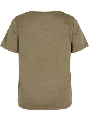 Short sleeve cotton t-shirt with print, Ivy Green Wash, Packshot image number 1