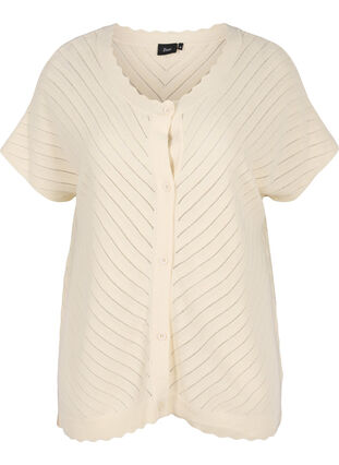 Knit cardigan with short sleeves, Warm Off-white, Packshot image number 0