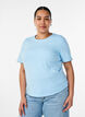 Cotton T-shirt with wavy contrasting edges, Light Blue, Model image number 0