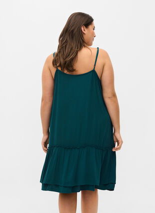 Sleeveless viscose beach dress, Deep Teal, Model image number 1